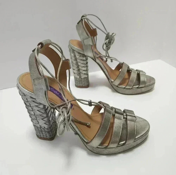 Ralph Lauren Purple Label Womens Heels Sandals Size 36.5 US 6 Metallic NEW Atida - Picture 3 of 8